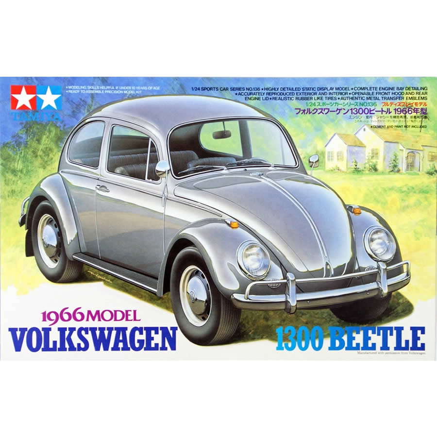 TAM24136 1966 Volkswagen Beetle 1/24 Scale Plastic Model Kit (ONLINE ORDER ONLY)