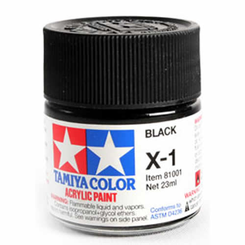 TAM81001 X1 Black Gloss Acrylic 23ml (3/4oz) Bottle Hobby Paint Tamiya (ONLINE ORDER ONLY)
