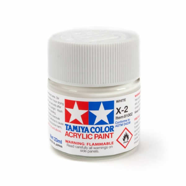 TAM81002 X2 White Gloss Acrylic 23ml (3/4oz) Bottle Hobby Paint Tamiya (ONLINE ORDER ONLY)