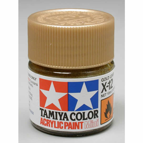 TAM81012 X12 Gold Leaf Gloss Acrylic 23ml (3/4oz) Bottle Hobby Paint (ONLINE ORDER ONLY)