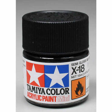 TAM81018 X18 Black Semi Gloss Acrylic 23ml (3/4oz) Bottle Hobby Paint (ONLINE ORDER ONLY)