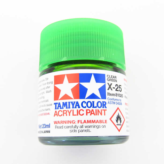 TAM81025 X25 Clear Green Gloss Acrylic 23ml (3/4oz) Bottle Hobby Paint (ONLINE ORDER ONLY)