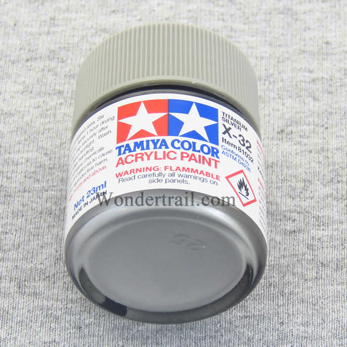 TAM81032 X32 Titanium Silver Gloss Acrylic 23ml (3/4oz) Bottle Hobby Paint (ONLINE ORDER ONLY)