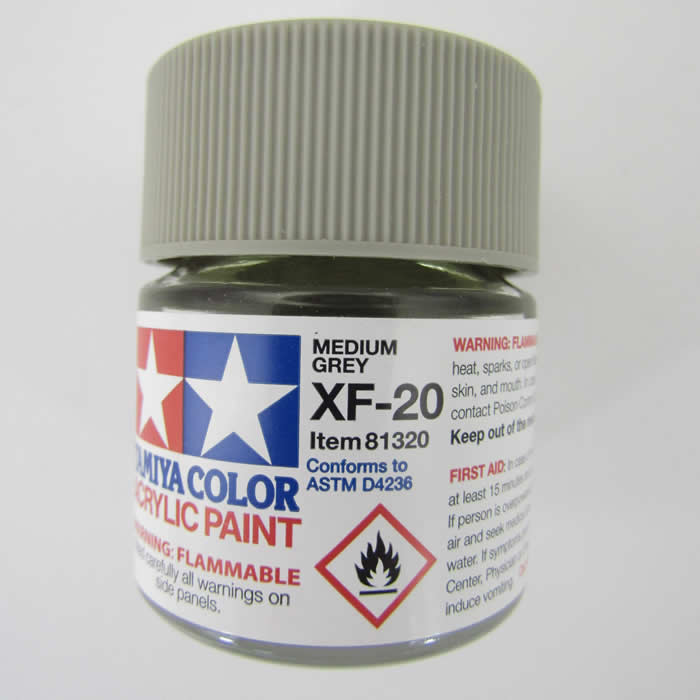 TAM81320 XF-20 Flat Medium Grey Acrylic Paint 23ml Bottle Hobby Paint (ONLINE ORDER ONLY)