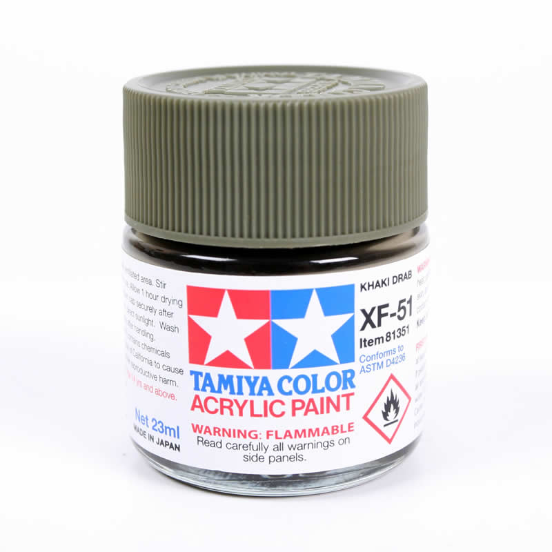 TAM81351 XF51 Khaki Drab 23ml (3/4oz) Bottle Acrylic Hobby Paint Tamiya (ONLINE ORDER ONLY)