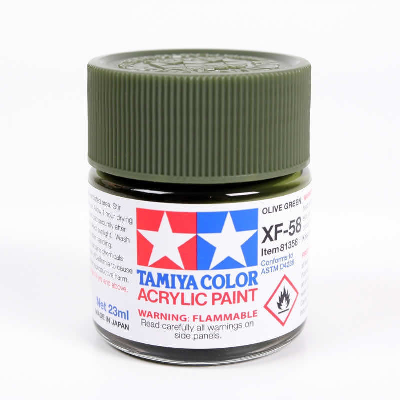 TAM81358 XF58 Olive Green Acrylic Paint 23ml Bottle Hobby Paint Tamiya (ONLINE ORDER ONLY)