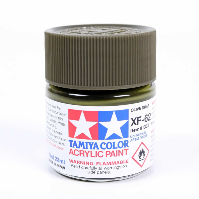 TAM81362 XF62 Olive Drab Acrylic 23ml (3/4oz) Bottle Hobby Paint Tamiya (ONLINE ORDER ONLY)