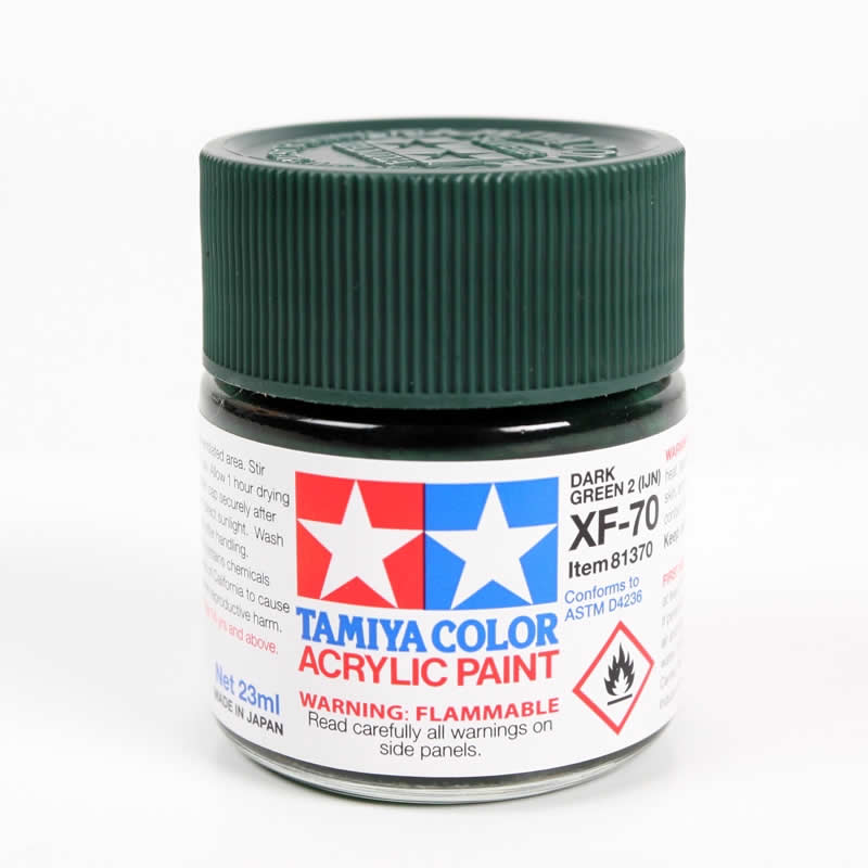TAM81370 XF70 Dark Green Acrylic 23ml (3/4oz) Bottle Hobby Paint Tamiya (ONLINE ORDER ONLY)