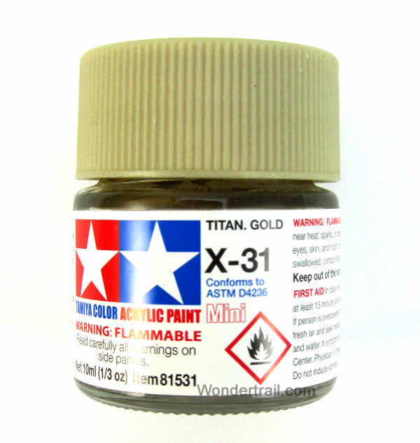 TAM81531PT Mini X-31 Titan Gold Acrylic 10ml (1/3oz) Bottle Hobby Paint Tamiya (ONLINE ORDER ONLY)