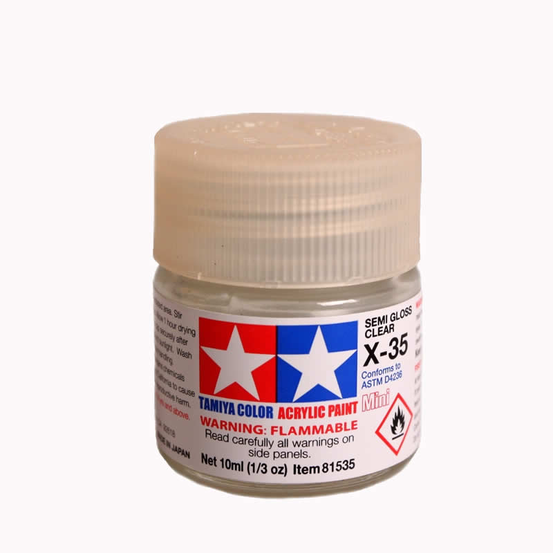TAM81535 X35 Semi Gloss Clear Acrylic 10ml (1/3oz) Bottle Hobby Paint (ONLINE ORDER ONLY)