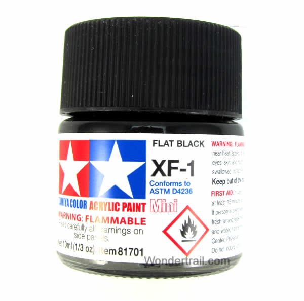 TAM81701Mini XF-1 Flat Black Acrylic 10ml (1/3oz) Bottle Hobby Paint Tamiya (ONLINE ORDER ONLY)