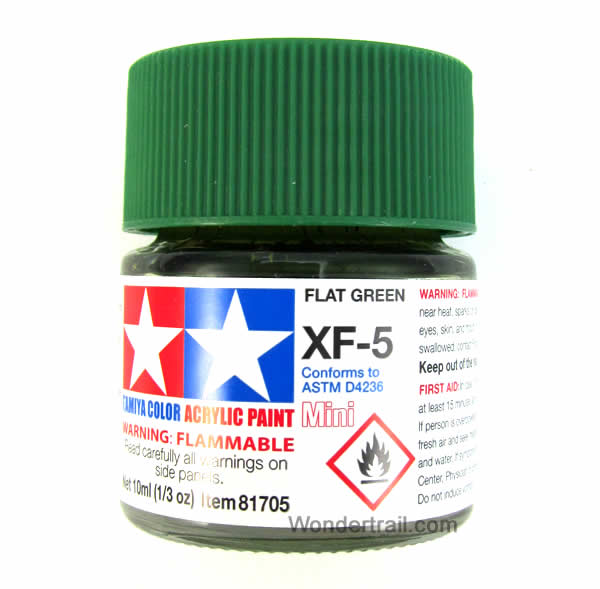TAM81705 Mini XF-5 Flat Green Acrylic 10ml (1/3oz) Bottle Hobby Paint Tamiya (ONLINE ORDER ONLY)