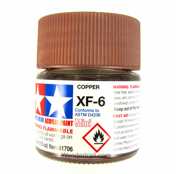 TAM81706 Mini XF-6 Flat Copper Acrylic 10ml (1/3oz) Bottle Hobby Paint Tamiya (ONLINE ORDER ONLY)