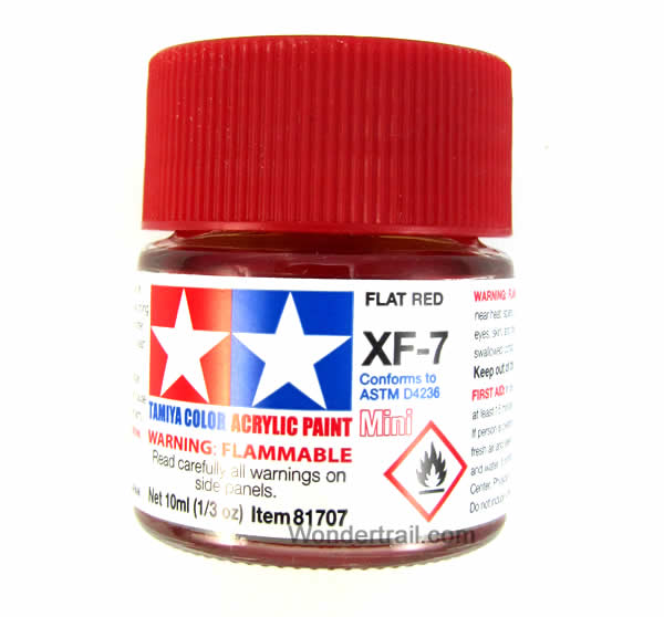 TAM81707 Mini XF-7 Flat Red Acrylic 10ml (1/3oz) Bottle Hobby Paint Tamiya (ONLINE ORDER ONLY)
