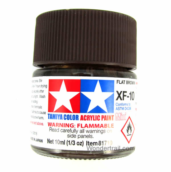 TAM81710 Mini XF-10 Flat Brown Acrylic 10ml (1/3oz) Bottle Hobby Paint Tamiya (ONLINE ORDER ONLY)