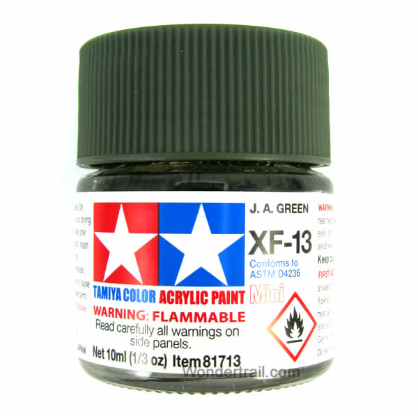 TAM81713 Mini XF-13 Flat Japanese Airforce Green Acrylic 10ml (1/3oz) Bottle Hobby Paint Tamiya (ONLINE ORDER ONLY)
