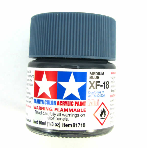 TAM81718 Mini XF-18 Flat Medium Blue Acrylic 10ml (1/3oz) Bottle Hobby Paint Tamiya (ONLINE ORDER ONLY)