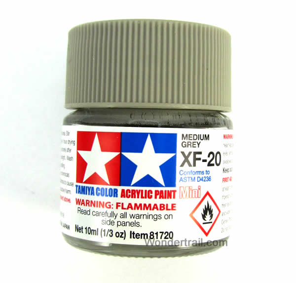 TAM81720 Mini XF-20 Flat Medium Gray Acrylic 10ml (1/3oz) Bottle Hobby Paint Tamiya (ONLINE ORDER ONLY)