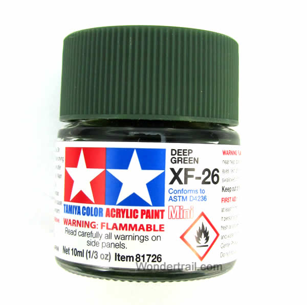 TAM81726PT Mini XF-26 Flat Deep Green Acrylic 10ml (1/3oz) Bottle Hobby Paint Tamiya (ONLINE ORDER ONLY)