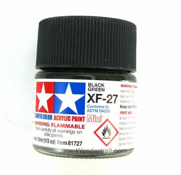 TAM81727PT Mini XF-27 Flat Black Green Acrylic 10ml (1/3oz) Bottle Hobby Paint Tamiya (ONLINE ORDER ONLY)