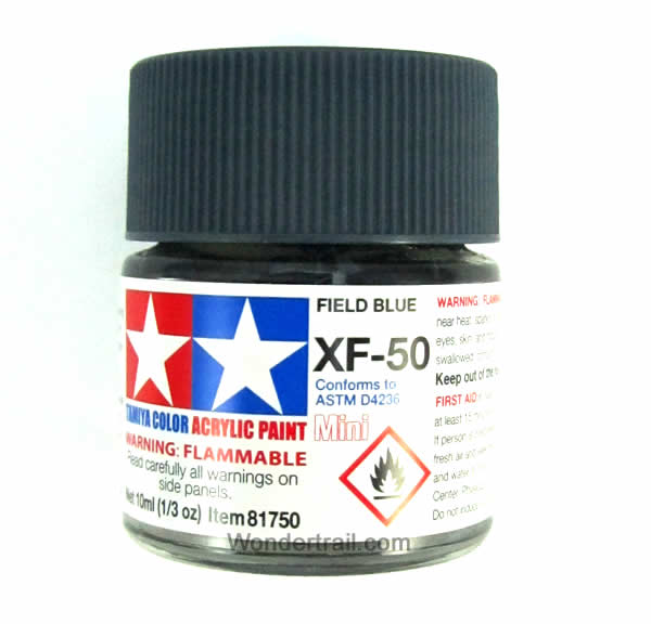 TAM81750PT Mini XF-50 Flat Field Blue Acrylic 10ml (1/3oz) Bottle Hobby Paint Tamiya (ONLINE ORDER ONLY)