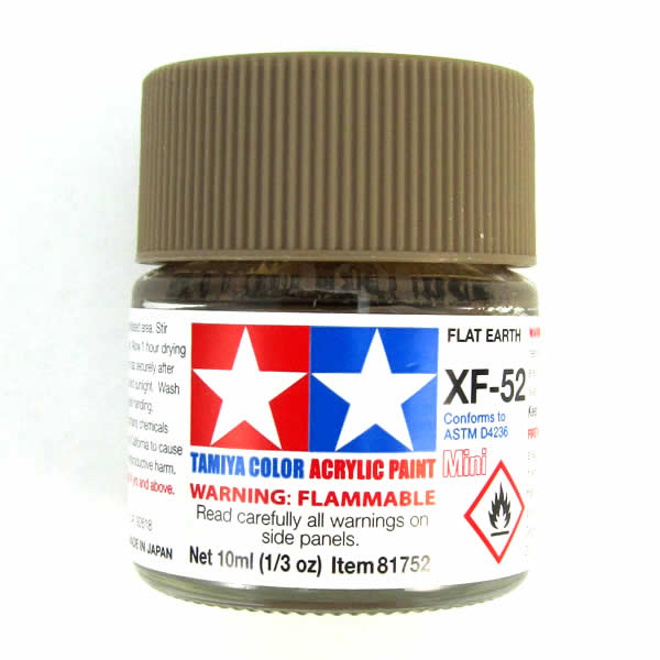 TAM81752 XF-52 Mini Flat Earth Acrylic 10ml (1/3oz) Bottle Hobby Paint Tamiya (ONLINE ORDER ONLY)