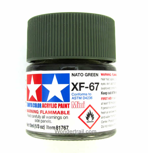 TAM81767 XF-67 Mini Flat NATO Green Acrylic 10ml (1/3oz) Bottle Hobby Paint Tamiya (ONLINE ORDER ONLY)