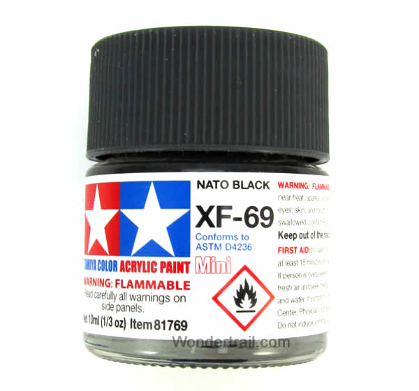 TAM81769 XF-69 Mini Flat NATO Black Acrylic 10ml (1/3oz) Bottle Hobby Paint Tamiya (ONLINE ORDER ONLY)