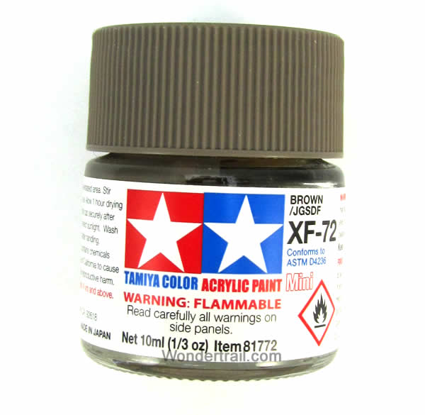 TAM81772 XF-72 Mini Flat Brown JGSDF Acrylic 10ml (1/3oz) Bottle Hobby Paint Tamiya (ONLINE ORDER ONLY)