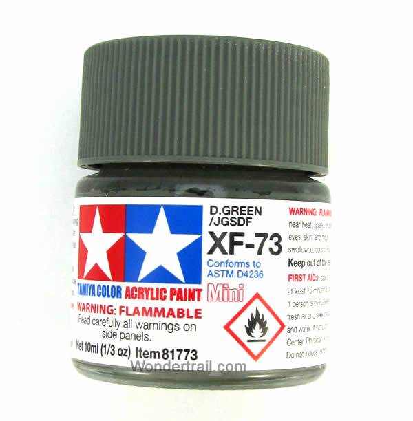 TAM81773 XF-73 Mini Flat Green JGSDF Acrylic 10ml (1/3oz) Bottle Hobby Paint Tamiya (ONLINE ORDER ONLY)