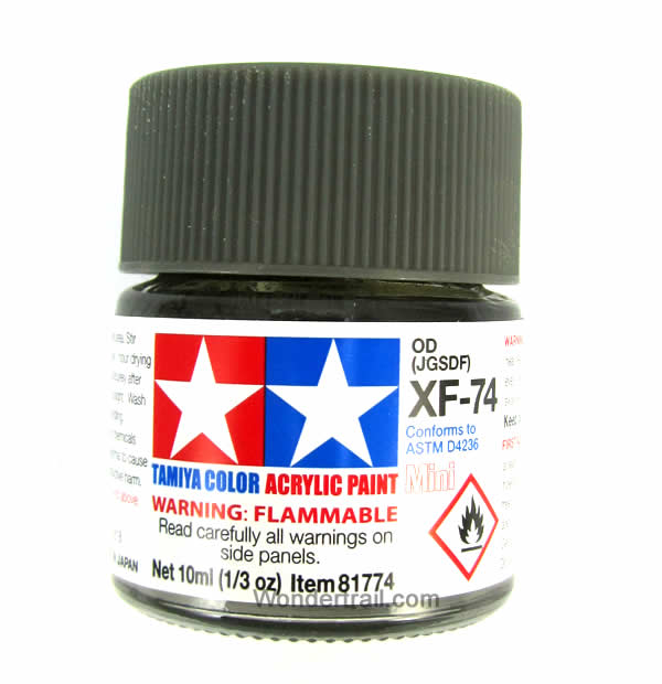 TAM81774 XF74 Mini Flat Olive Drab JGSDF Acrylic 10ml (1/3oz) Bottle Hobby Paint Tamiya (ONLINE ORDER ONLY)