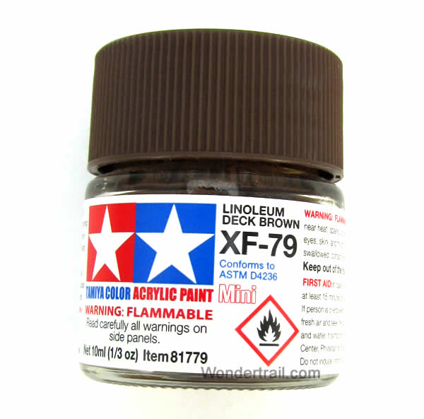 TAM81779 XF-79 Mini Flat Linoleum Deck Brown Acrylic 10ml (1/3oz) Bottle Hobby Paint Tamiya (ONLINE ORDER ONLY)