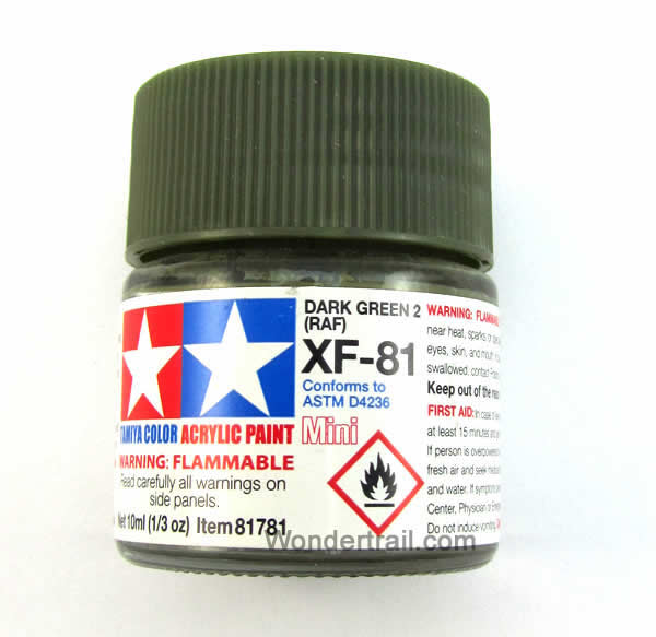 TAM81781 XF-81 Mini RAF Dark Green 2 Acrylic 10ml (1/3oz) Bottle Hobby Paint Tamiya (ONLINE ORDER ONLY)