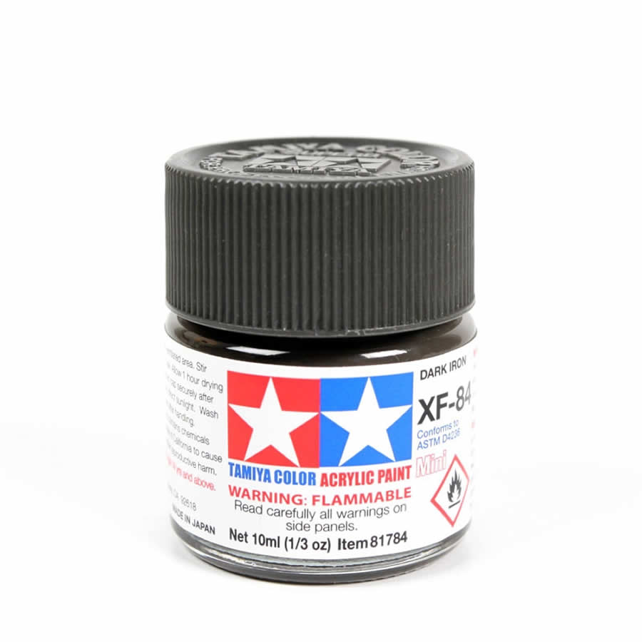 TAM81784PT XF-84 Mini Flat Dark Iron Acrylic 10ml (1/3oz) Bottle Hobby Paint Tamiya (ONLINE ORDER ONLY)