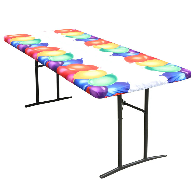 TC Plus 30 Inch Wide X 72 Inch long Balloons Fitted PEVA Vinyl Tablecloth for 6' Folding Tables (ONLINE ORDER ONLY)