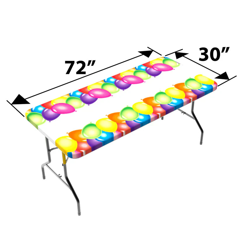 TC Plus 30 Inch Wide X 72 Inch long Balloons Fitted PEVA Vinyl Tablecloth for 6' Folding Tables (ONLINE ORDER ONLY)