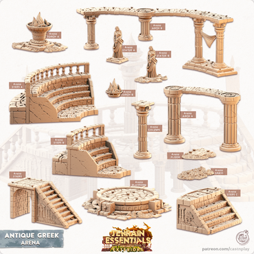3D Printed Cast n Play Arena Antique Greek Set 28mm 32mm D&D (Online Only)