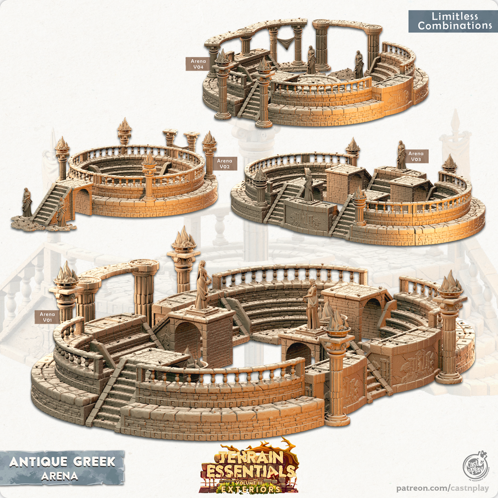 3D Printed Cast n Play Arena Antique Greek Set 28mm 32mm D&D (Online Only)
