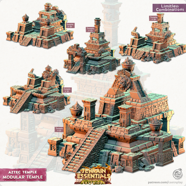 3D Printed Cast n Play Modular Temple Aztec Temple Set 28mm 32mm D&D (Online Only)