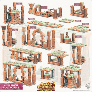 3D Printed Cast n Play Platforms Aztec Temple Set 28mm 32mm D&D (Online Only)