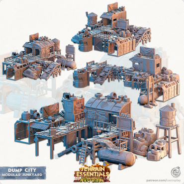 3D Printed Cast n Play Modular Junkyard Dump City Set 28mm 32mm D&D (Online Only)