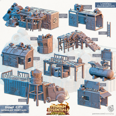 3D Printed Cast n Play Modular Junkyard Dump City Set 28mm 32mm D&D (Online Only)