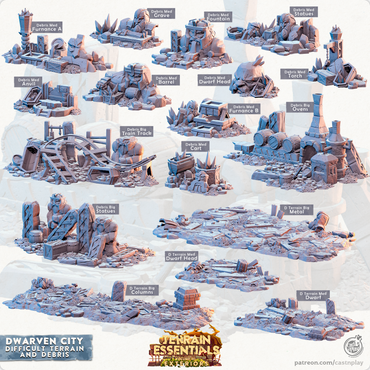 3D Printed Cast n Play Terrain Essentials Vol III Exteriors Dwarven City Set Debris and Difficult Terrain 28mm 32mm D&D (Online Only)
