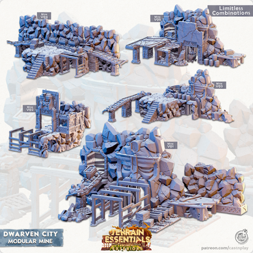 3D Printed Cast n Play Terrain Essentials Vol III Exteriors Dwarven City Set Modular Mine 28mm 32mm D&D (Online Only)