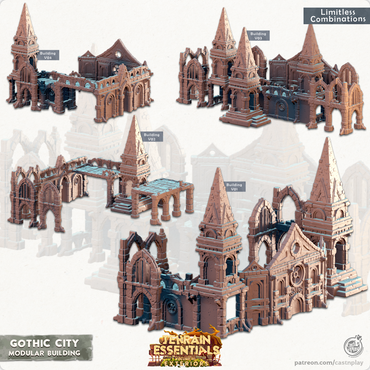 3D Printed Cast n Play Modular Building Gothic City Set 28mm 32mm D&D (Online Only)