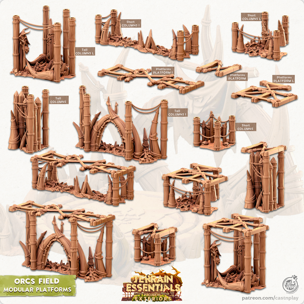 3D Printed Cast n Play Orcs Field Set Modular Platforms 28mm 32mm D&D (Online Only)