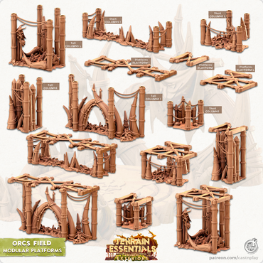 3D Printed Cast n Play Orcs Field Set Modular Platforms 28mm 32mm D&D (Online Only)