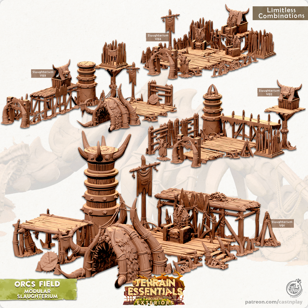 3D Printed Cast n Play Orcs Field Set Slaughterium 28mm 32mm D&D (Online Only)