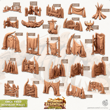 3D Printed Cast n Play Orcs Field Set Modular Walls 28mm 32mm D&D (Online Only)