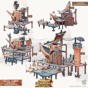 3D Printed Cast n Play Pirates House Pirates Harbor Set 28mm 32mm D&D (Online Only)